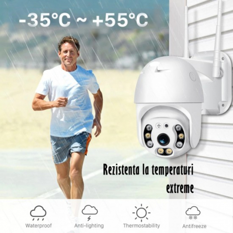 Camera Rotativa + CARD 32GB inclus, 5mp IP supraveghere 63 LED HD 1944P WIFI 5MP C Cameră de securitate interior/exterior 2 antene,rezista la ploaie si inghet [7]