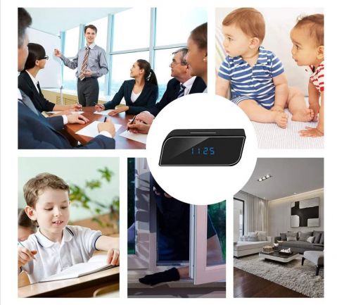 Camera Spy ALG™, WI-FI IP Ascunsa in Ceas Desteptator , Dispozitiv de Spionaj cu Mini-Camera si Microfon, Infrarosu , 1080P ,Activare la Miscare, Negru [6]