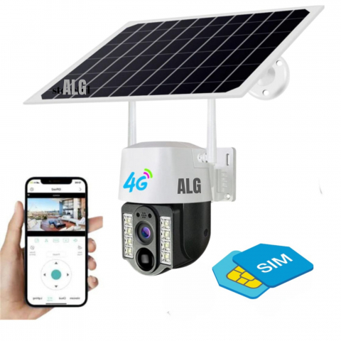 Camere Video,Audio,Spionaj - Camera SupraveghereVideo cu Panou Solar si cartela SIM, ALG™, conexiune 4G, FULL HD, panou solar 7,5W acumulatori inclusi 8000mah, intelligent tracking, PTZ, Micro SD, Rotire, Alarma miscare, excelent