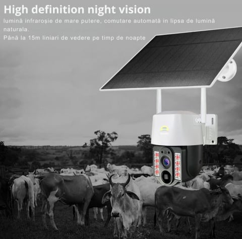 Camera SupraveghereVideo cu Panou Solar si cartela SIM, ALG™, conexiune 4G, FULL HD, panou solar 7,5W acumulatori inclusi 8000mah, intelligent tracking, PTZ, Micro SD, Rotire, Alarma miscare, excelent [4]