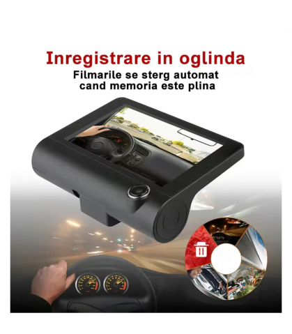 Camera Tripla Auto 3 in 1 +Camera Mansalier CADOU, Full HD 1080p, 3 Camere – Fata/Spate/Interior Neagra [1]