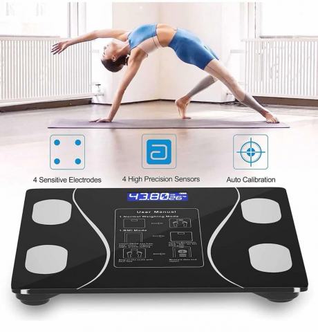 Cantar Electronic Inteligent Cu Aplicatie Smart, Corporal, Ecran Digital Iluminat, Termometru, Suporta Maxim 180 Kg, Baterii, Negru [5]