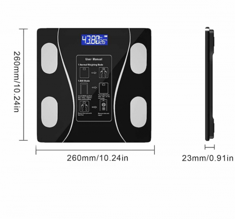 Cantar Electronic Inteligent Cu Aplicatie Smart, Corporal, Ecran Digital Iluminat, Termometru, Suporta Maxim 180 Kg, Baterii, Negru [9]