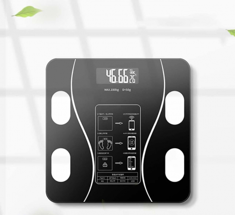 Cantar Electronic Inteligent Cu Aplicatie Smart, Corporal, Ecran Digital Iluminat, Termometru, Suporta Maxim 180 Kg, Baterii, Negru [1]