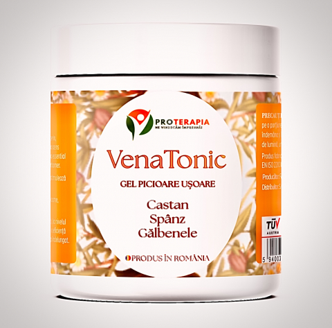 Suplimente Alimentare - Crema VenaTonic, pentru Varice si Picioare Obosite cu extracte naturale de Castan, Spânz, Gălbenele, uleiuri de Mentă și Lavandă, 250 g, PROTERAPIA
