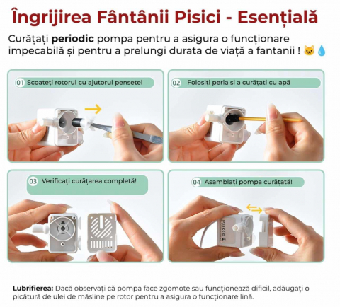 Dispenser apa automat tip fantana, pentru pisici si caini, cu purificare si filtrare prin carbune activ, silentios, led luminos, 3L, adaptor priza, Negru [10]