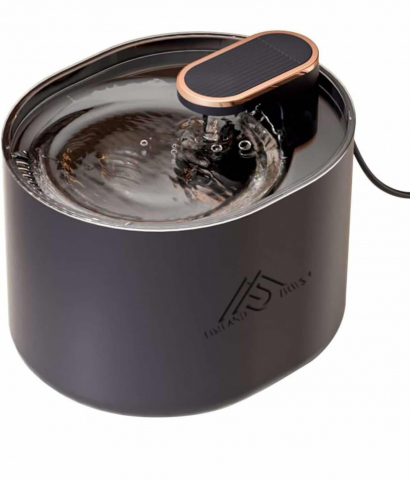 PROMOTII - Dispenser apa automat tip fantana, pentru pisici si caini, cu purificare si filtrare prin carbune activ, silentios, led luminos, 3L, adaptor priza, Negru