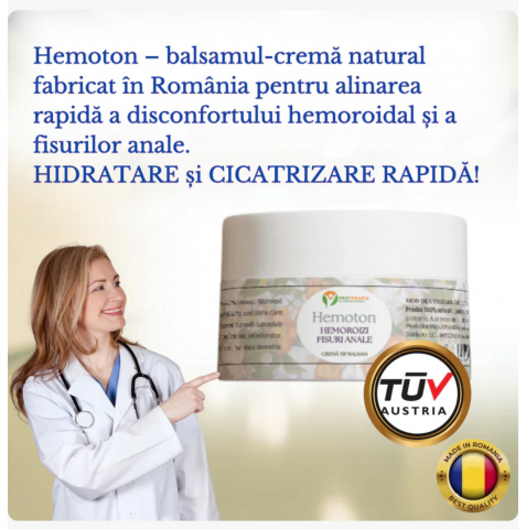 HemaTon 50 ml - Crema pentru Hemoroizi si Fisuri Anale cu Plante Medicinale, Ceară de Albine și Rășină de Brad, Efect in 24h, POTERAPIA [3]