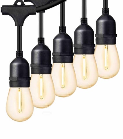 Prize si Prelungitoare - Instalatie Tip Ghirlanda Interior/Exterior/Gradina/Terasa, Becuri Tip Bulb, Lumina Calda, Interconectabila, Temperatura Culoare 3000K, Rezistenta La Apa, Cu Alimentare La Priza, 10 Metri