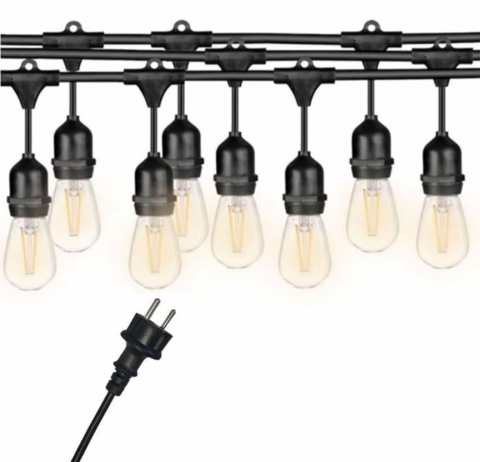 Instalatie Tip Ghirlanda Interior/Exterior/Gradina/Terasa, Becuri Tip Bulb, Lumina Calda, Interconectabila, Temperatura Culoare 3000K, Rezistenta La Apa, Cu Alimentare La Priza, 10 Metri [6]