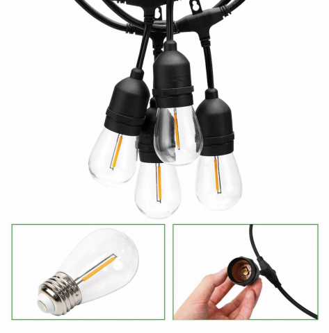 Instalatie Tip Ghirlanda Interior/Exterior/Gradina/Terasa, Becuri Tip Bulb, Lumina Calda, Interconectabila, Temperatura Culoare 3000K, Rezistenta La Apa, Cu Alimentare La Priza, 10 Metri [8]