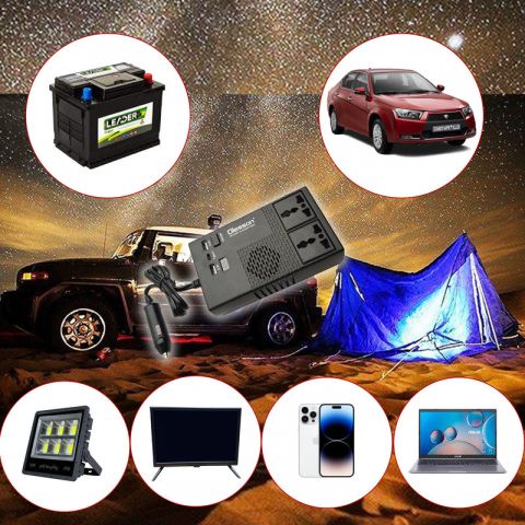 Invertor Auto Olesson convertizor 12-24v la 220V AC cu Display, 2USB,1Mufa C,mufa bricheta auto [1]