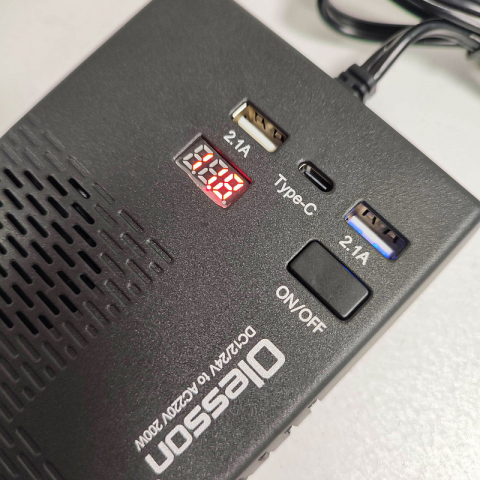 Invertor Auto Olesson convertizor 12-24v la 220V AC cu Display, 2USB,1Mufa C,mufa bricheta auto [2]