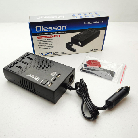 PROMOTII - Invertor Auto Olesson convertizor 12-24v la 220V AC cu Display, 2USB,1Mufa C,mufa bricheta auto