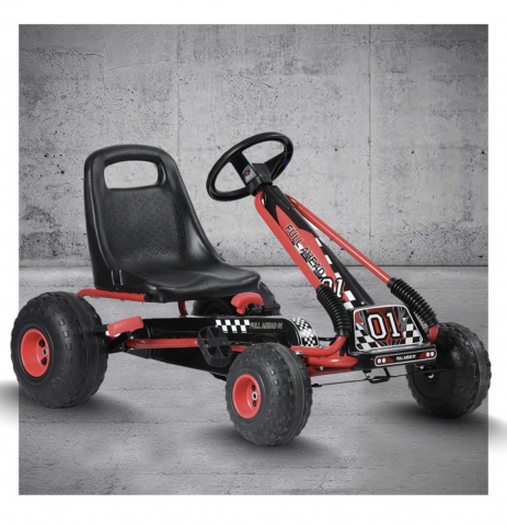 Kart cu pedale pentru copii Racer Air ,cu volan si scaun reglabil, Negru-Rosu [10]