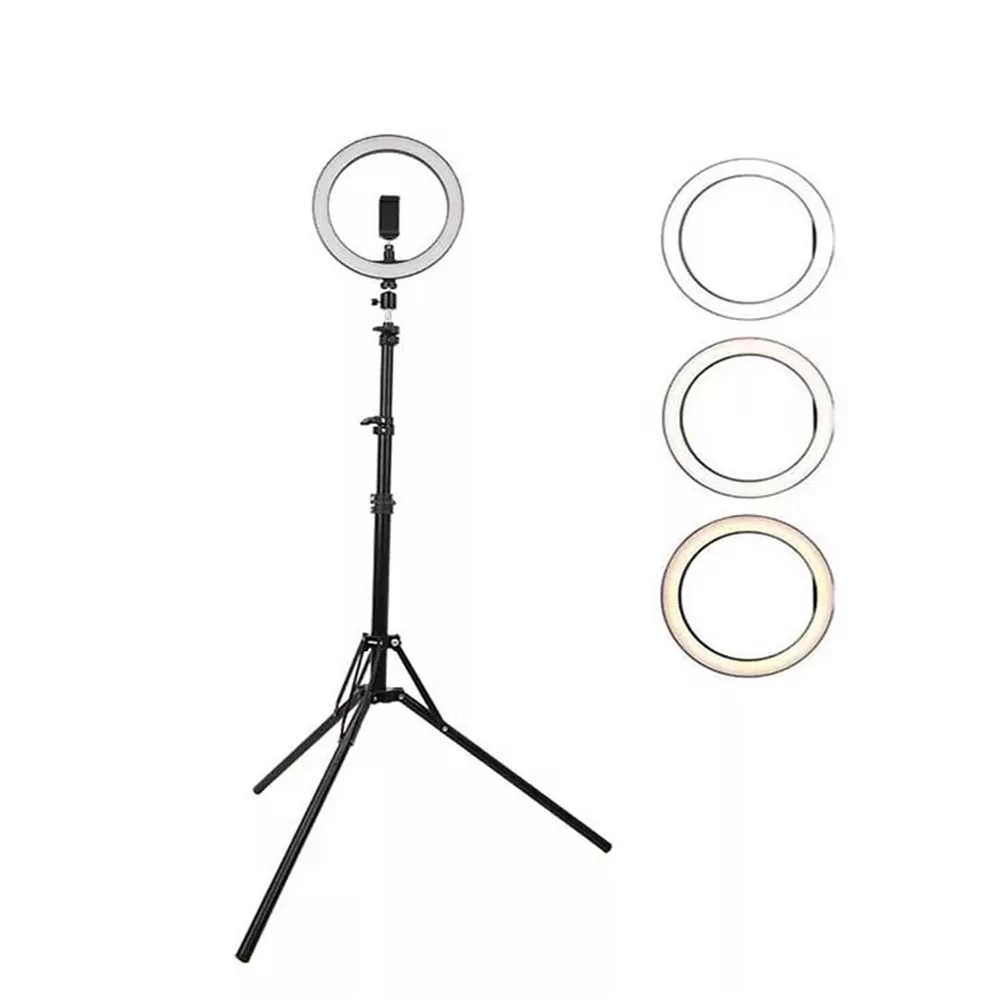 Lampa circulara Ring Light, 120 x LED SMD, 10 trepte lumina, telecomanda pe fir, trepied inclus [1]