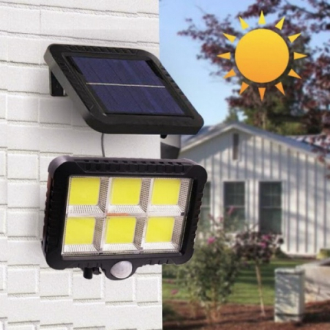 Lampa Solara ALG™ Senzor de Miscare, 120 LED, Incarcare Solara, 6 COB, Negru [1]