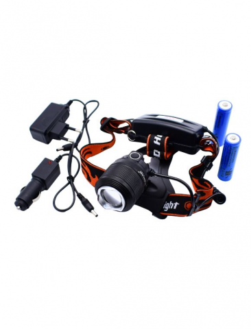 Lanterna de cap cu Led +2 acumulatori+incarcator auto+incarcator auto,LED tip XML-T6 cu lupa si Zoom dimmer pentru focalizare, profesionala,rezistenta la apa,lumina alb rece,4 moduri lumina [2]
