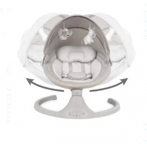 Leagăn Electric Bebeluși, Little Bird Balansoar pentru Bebe cu trepte de legănare, plasă protecție, conexiune Bluetooth, Telecomandă,USB, Jucării și Melodii ,Albastru [14]
