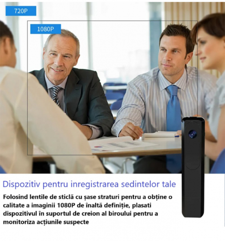 Mini Camera Spion ALG™, Cu Reportofon, Lentila Fotosensibila, tehnologie super rezolution, Autonomie Ridicata, 8 ore, Incarcare rapida, Sensibilitate ridicata la sunet pe distante mari, Inregistrare   [12]