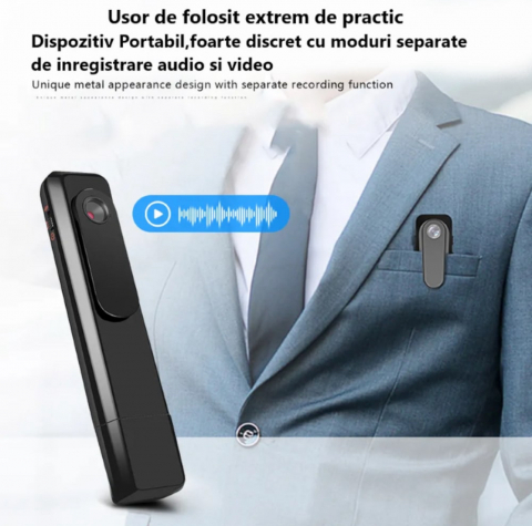 Mini Camera Spion ALG™, Cu Reportofon, Lentila Fotosensibila, tehnologie super rezolution, Autonomie Ridicata, 8 ore, Incarcare rapida, Sensibilitate ridicata la sunet pe distante mari, Inregistrare   [5]
