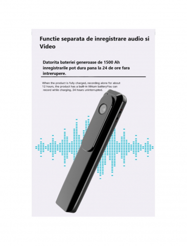 Mini Camera Spion ALG™, Cu Reportofon, Lentila Fotosensibila, tehnologie super rezolution, Autonomie Ridicata, 8 ore, Incarcare rapida, Sensibilitate ridicata la sunet pe distante mari, Inregistrare   [8]