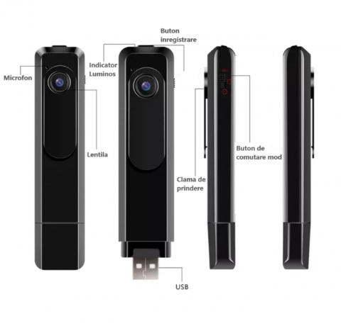 Mini Camera Spion ALG™, Cu Reportofon, Lentila Fotosensibila, tehnologie super rezolution, Autonomie Ridicata, 8 ore, Incarcare rapida, Sensibilitate ridicata la sunet pe distante mari, Inregistrare   [11]