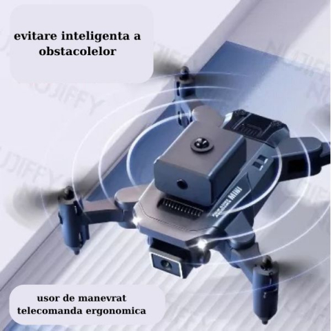 Mini Drona KY, rezolutie 4K ,Dual HD Camera de control de la distanță,evitare obstacole, accesorii incluse,Negru [6]