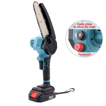 Mini Fierastrau  Electric cu Lant ALG™ tip Drujbita cu 2 Acumulatori Li-ion,Sistem de Ungere,cu Accesorii si Cutie de Transport [6]