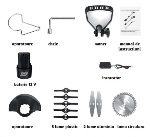 Motocoasa Electrica ALG™, pentru taiat iarba, extensibila, 2 Acumulatori, Accesorii incluse, maner reglabil protectie lama 800 W, 18 000 RPM, Verde [5]