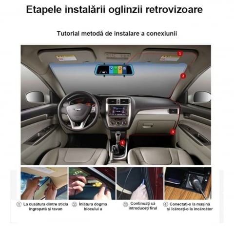 Oglinda Retrovizoare ALG™ cu Camera DVR, EcranTactil IPS 10", Full HD 1080P, Asistenta Parcare, G-Sensor, 6 Lentile HD de Sticla [12]