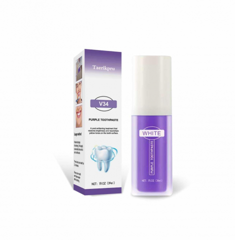 Suplimente Alimentare - Pasta de dinți iBeaLee Purple, 35ml - Albire a dinților fără fluor, îndepărtarea petelor profunde, împrospătează respirația, delicată și non-iritantă, conține mentă, sorbat de potasiu și polisorbat 20, până la 6 nuanțe mai strălucitoare în 1 săptămână