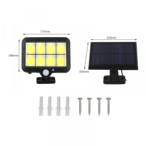 Proiector solar 160 LED 8 COB senzor de lumina si miscare,telecomanda,rezistent la apa si inghet [2]