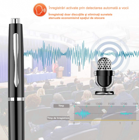 Reportofon Spion ALG™, Integrat in Pix,Dispozitiv Spionaj Ascuns cu Activare Vocala, Pana la 400 Ore Stocare, Real cu pasta de Scris,pentru inregistrari audio sau copiat,Negru [7]