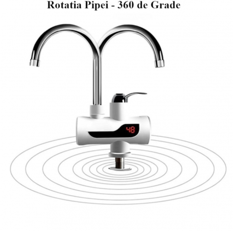 Robinet Electric ALG™ Instant cu Incalzire Instantanee a Apei, Afisaj LCD al Temperaturii, cu Montare Chiuveta, Alb [4]
