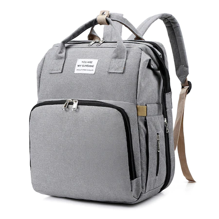 Rucsac pentru Mamici, Bebelusi si Copii, Multifunctional, Patut Extensibil, Impermeabil, Prindere Carucior, Gri, [2]