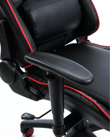 Scaun Gaming PRO KING Size, Cadru Otel, Piele Sintetica – negru cu rosu [1]