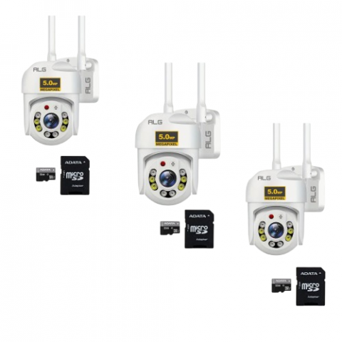 Camere Video,Audio,Spionaj - Set 3x Camere Supraveghere 5MP, ALG™ + CARD 32GB , Aplicatie YCC 365 Plus, 63 LED HD 2 Antene,Rezista la Ploaie si Inghet, Alb