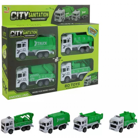 UNIVERSUL COPIILOR - Set 4 camioane de gunoi City Sanitation