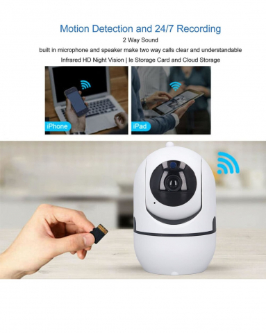 Set Baby Monitor Wireless , Monitorizare Video Audio Bebelusi , Vedere Nocturna, Sunet Bidirectional, Functie Push To Talk, Rotire Automata, Full HD 2MP 1920*1080, Senzor Miscare, Alb [9]