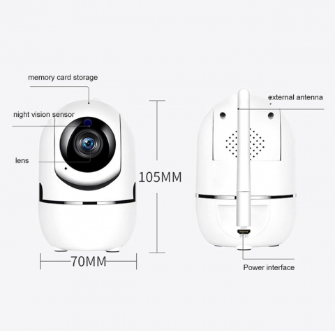 Set Baby Monitor Wireless , Monitorizare Video Audio Bebelusi , Vedere Nocturna, Sunet Bidirectional, Functie Push To Talk, Rotire Automata, Full HD 2MP 1920*1080, Senzor Miscare, Alb [6]