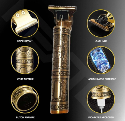 Set Masina de Tuns cu precizie pentru Contur si Shaver de ras, fara Fir, Lame din Inox, Incarcare USB [2]
