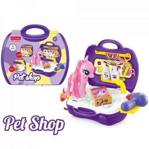 UNIVERSUL COPIILOR - Gentuta pentru fetite cu Ponei si accesorii Pet Shop
