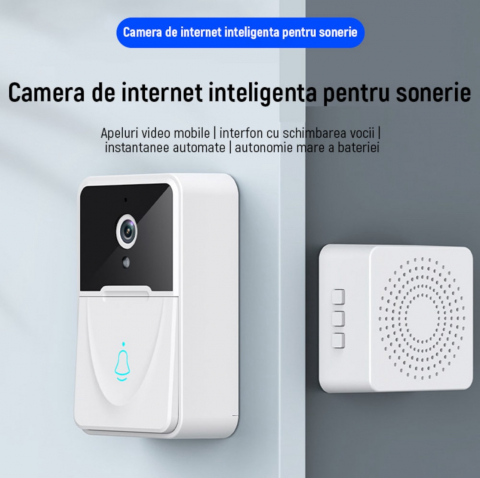 Sonerie Inteligenta Video X3 ALG™, Fara Fir, Cu Camera Video 720p, Aplicatie Dedicata Android/iOS, Microfon Audio Bidirectional, Apel Vocal Si Interfon Video, Distanta 30 Metri, Wi-Fi 2.4Mghz, Alerta [2]