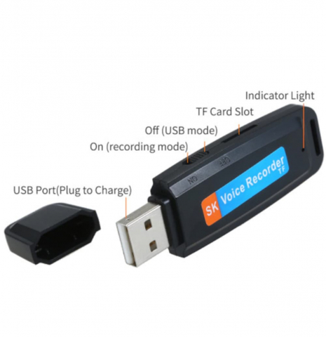 Stick Reportofon ALG™, USB, Inregistrare Audio Spion, Design Realistic tip Breloc, Negru [5]