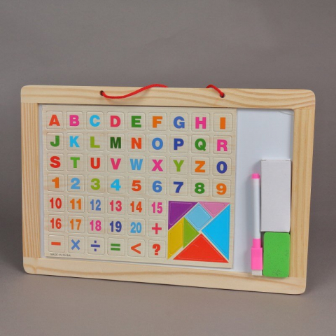 Tabla educativa 2in1 pentru copii, cu litere si cifre magnetice [2]