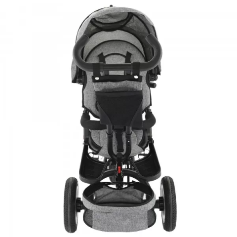 Tricicleta 4 in 1 Rotativa cu Pozitie de Somn,Roti de Cauciuc,Maner reglabil,Centura de Siguranta,Scaun Reversibil,Cadru Otel Little Bird ,Gri [6]