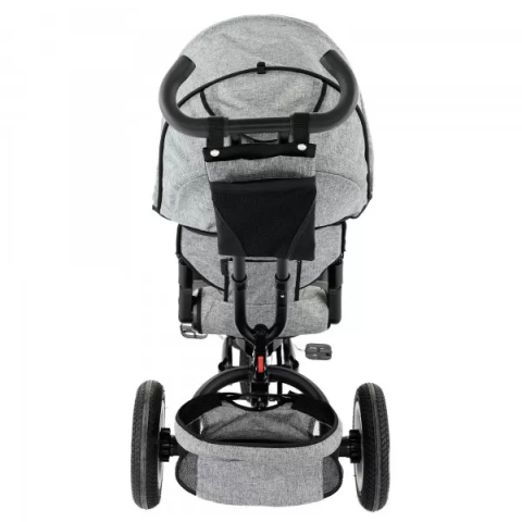 Tricicleta 4 in 1 Rotativa cu Pozitie de Somn,Roti de Cauciuc,Maner reglabil,Centura de Siguranta,Scaun Reversibil,Cadru Otel Little Bird ,Gri [7]