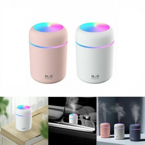 Umidificator de aer cu difuzor aromaterapie, ultrasunete, pentru casa, birou si masina, 300 ml, Alb [3]
