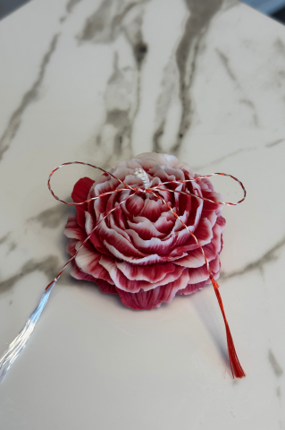 Lumanari Martie - Lumanare Martisor Bujor rosu